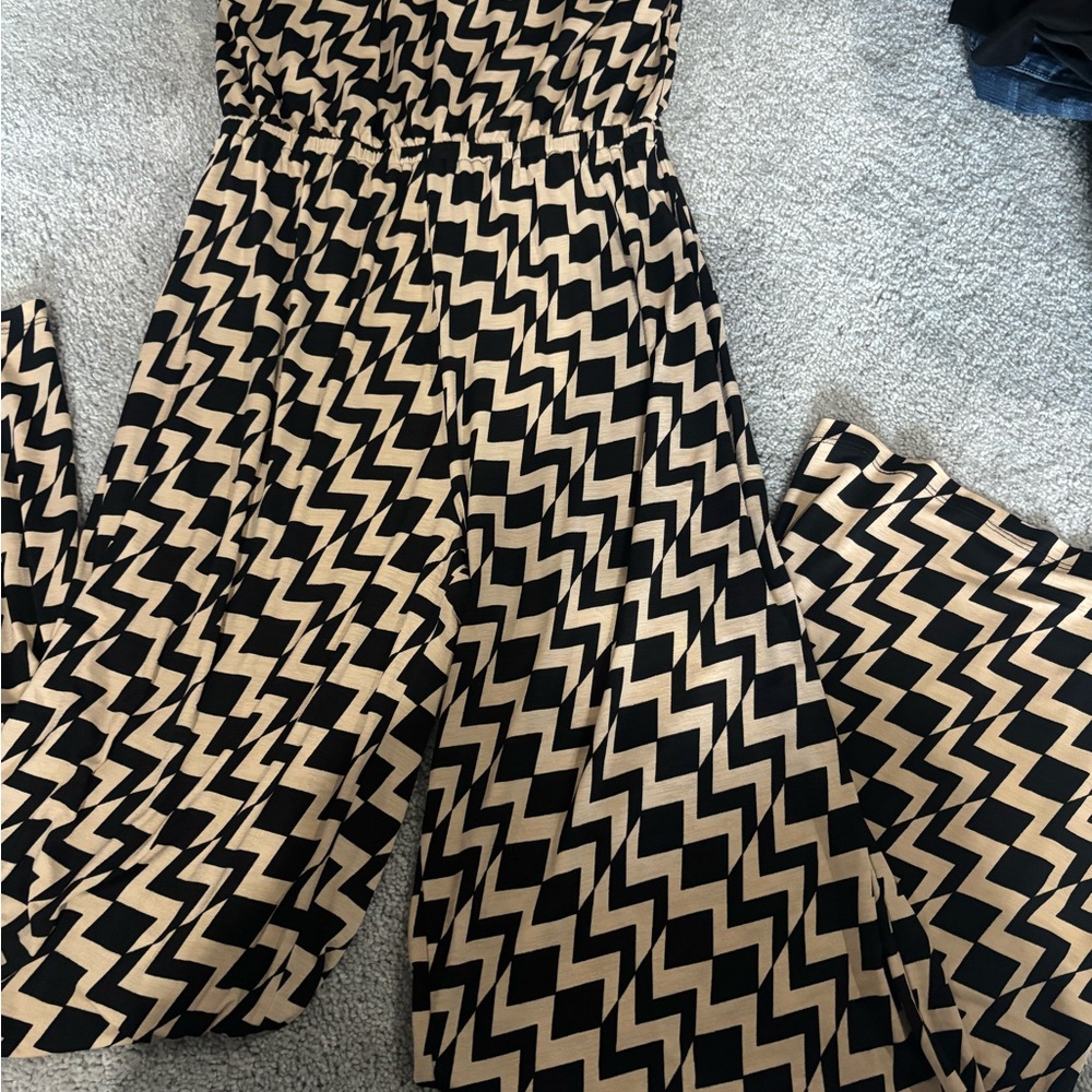 Black and Tan Zigzag Jumpsuit